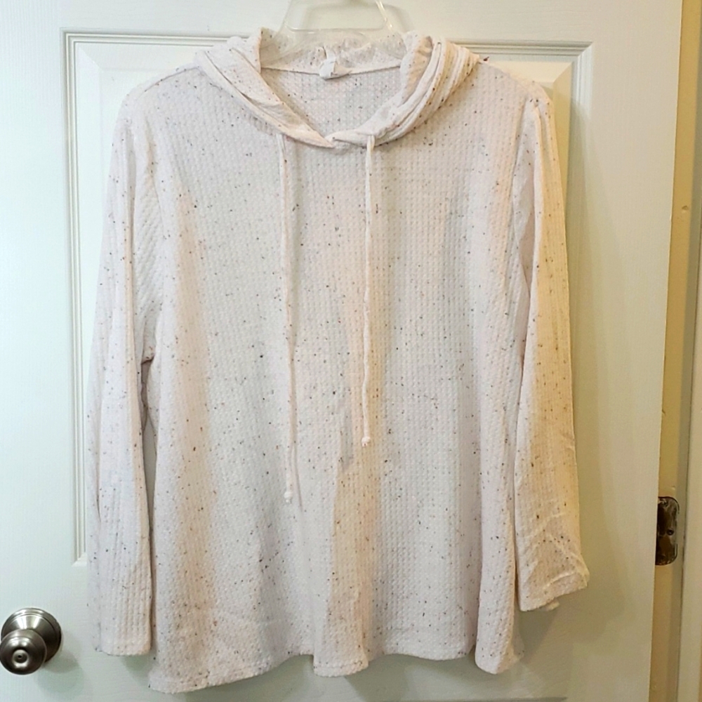 Naif Woman's Plus Waffle Knitt Hoodie Top 2x